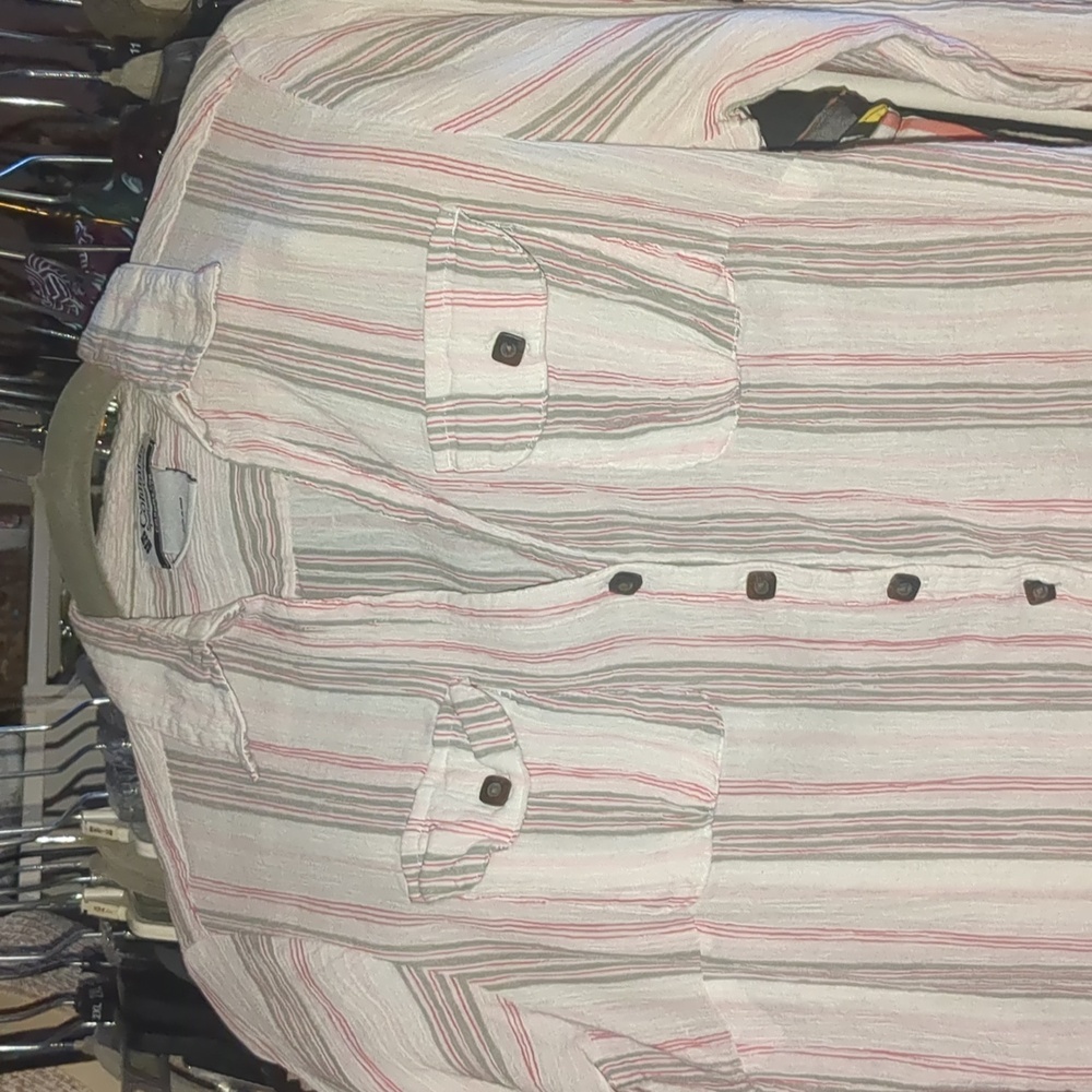 Columbia Striped Gauzy Button Up Shirt